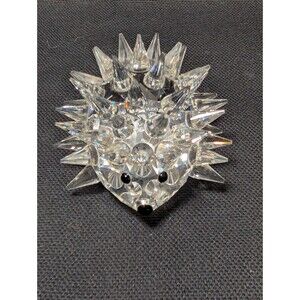 Swarovski Crystal Hedgehog Figurine Spiky Clear w Black Eyes w Box Austria